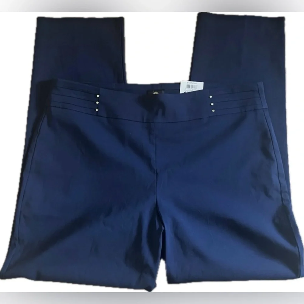 JM Collection Blue Chinos StraightLeg Design pants. Women’s size XL short. NWT - Picture 5 of 9